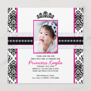 Invitaciones al cumpleaños de la foto de Damask Pr