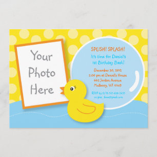 Invitaciones al cumpleaños de la foto del pato Rub