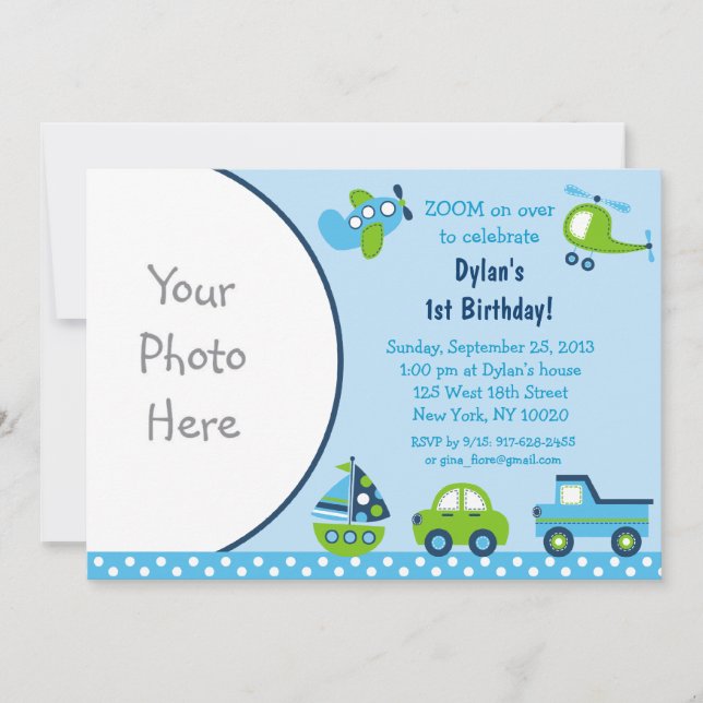 Invitaciones al cumpleaños de la foto para el tran (Anverso)