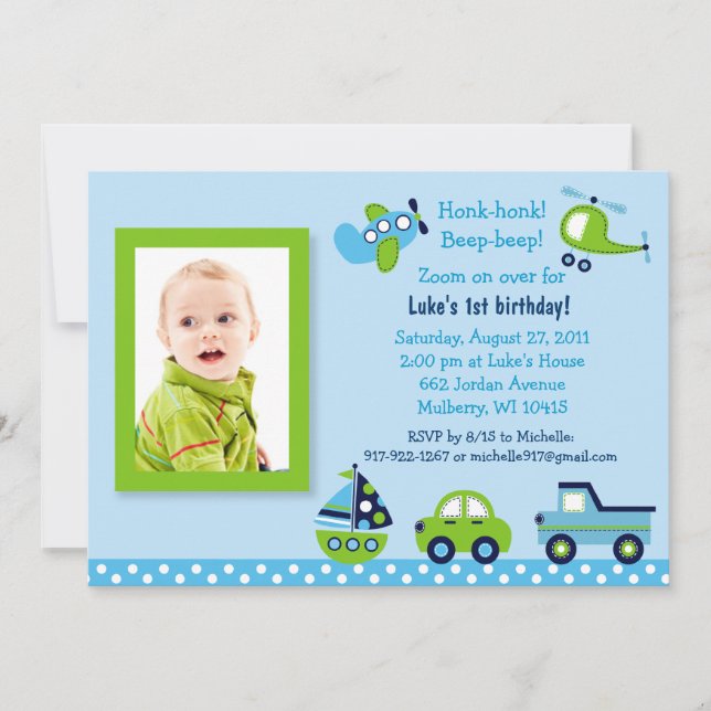 Invitaciones al cumpleaños de la foto para el tran (Anverso)