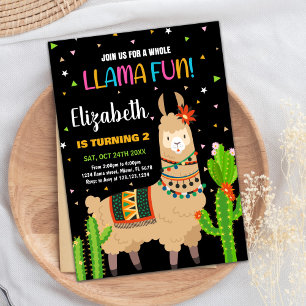 Invitaciones al cumpleaños de la Llama Verde Brown