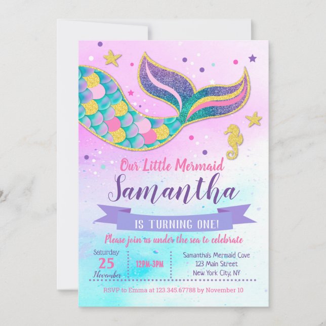 Invitaciones al cumpleaños de la sirena (Anverso)