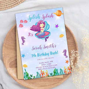Invitaciones al cumpleaños de la sirena de la conc
