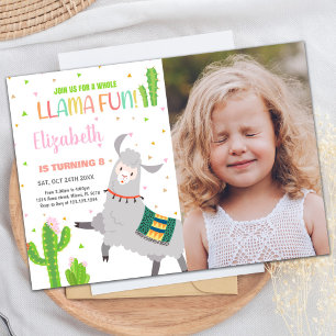 Invitaciones al cumpleaños de Llama Gris Fun Llama