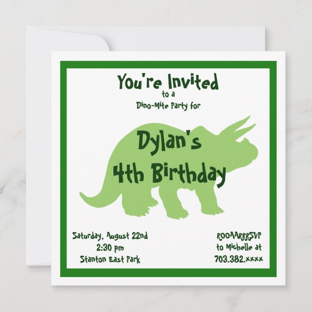 Invitaciones al cumpleaños de los dinosaurios de l (Anverso)