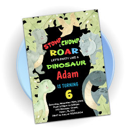 Invitaciones al cumpleaños de los dinosaurios verd