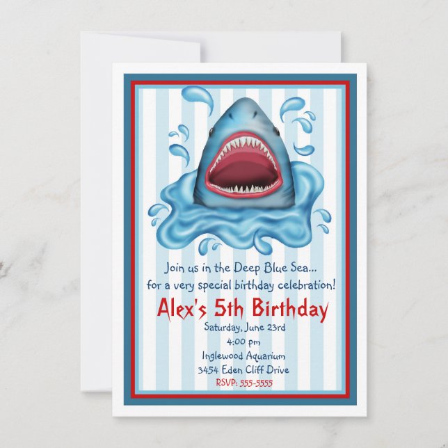 Invitaciones al cumpleaños de los tiburones (Anverso)