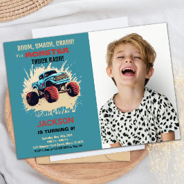 Invitaciones al cumpleaños de Monster Truck Green