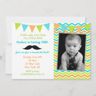 Invitaciones al cumpleaños de Mustache Little Man