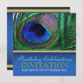 Invitaciones al cumpleaños de Peacock Blue+Green F