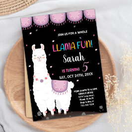 Invitaciones al cumpleaños de Purple Llama Fun Lla