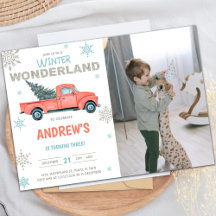 Invitaciones al cumpleaños de Red Truck Wonderland