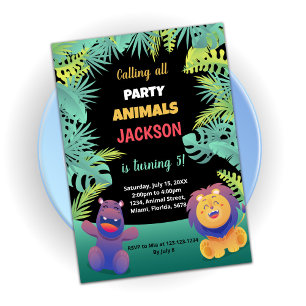 Invitaciones al cumpleaños de Safari, Naranja Verd