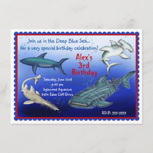 Invitaciones al cumpleaños de Shark Frenzy