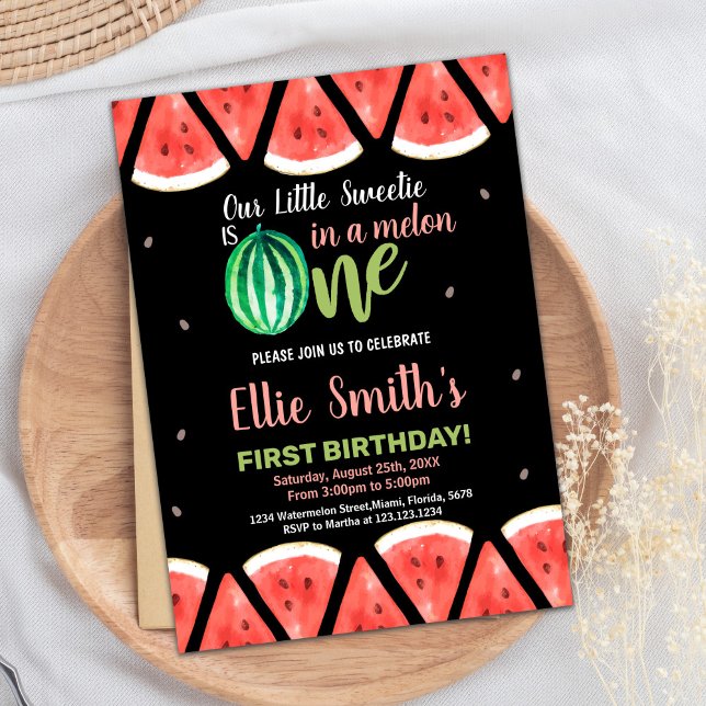 Invitaciones al cumpleaños de Slices Green Waterme (Slices Green Watermelon Birthday Invitations)