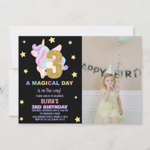 Invitaciones al cumpleaños de Star Rainbow Unicorn