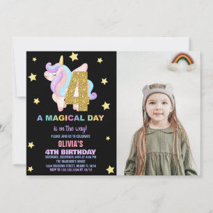 Invitaciones al cumpleaños de Star Rainbow Unicorn