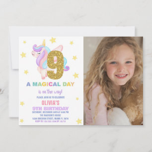 Invitaciones al cumpleaños de Star Rainbow Unicorn