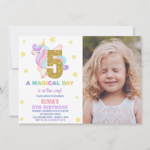 Invitaciones al cumpleaños de Star Rainbow Unicorn