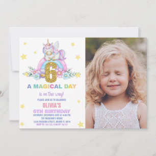 Invitaciones al cumpleaños de Star Rainbow Unicorn