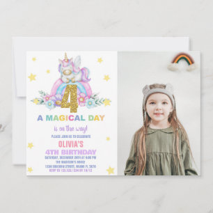 Invitaciones al cumpleaños de Star Rainbow Unicorn