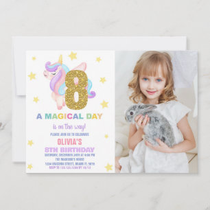 Invitaciones al cumpleaños de Star Rainbow Unicorn