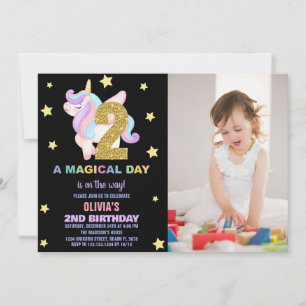 Invitaciones al cumpleaños de Star Rainbow Unicorn