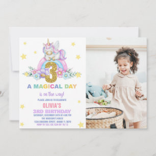 Invitaciones al cumpleaños de Star Rainbow Unicorn