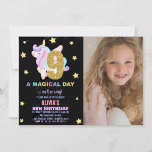 Invitaciones al cumpleaños de Star Rainbow Unicorn