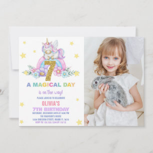 Invitaciones al cumpleaños de Star Rainbow Unicorn