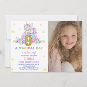Invitaciones al cumpleaños de Star Rainbow Unicorn
