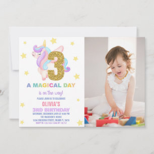 Invitaciones al cumpleaños de Star Rainbow Unicorn
