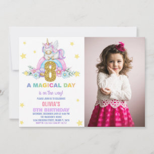 Invitaciones al cumpleaños de Star Rainbow Unicorn