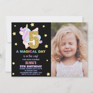 Invitaciones al cumpleaños de Star Rainbow Unicorn