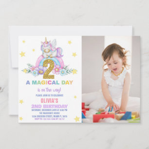Invitaciones al cumpleaños de Star Rainbow Unicorn