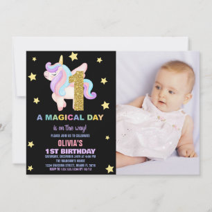 Invitaciones al cumpleaños de Star Rainbow Unicorn