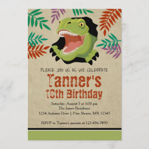Invitaciones al cumpleaños de T Rex Dinosaur