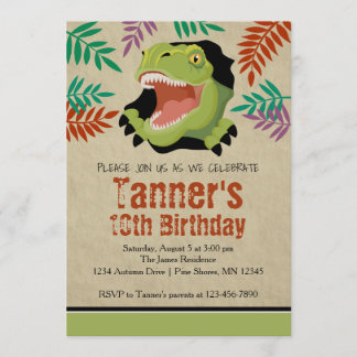 Invitaciones al cumpleaños de T Rex Dinosaur