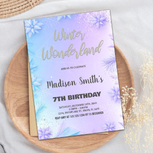 Invitaciones al cumpleaños de Winter Wonderland Pu