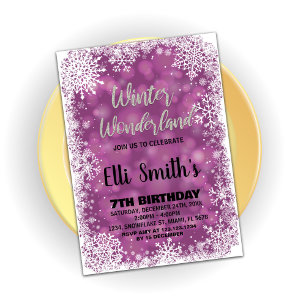 Invitaciones al cumpleaños de Winter Wonderland Pu