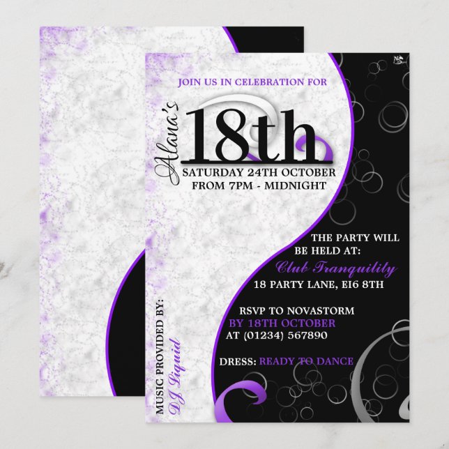 Invitaciones al cumpleaños de Ying Yang (Anverso / Reverso)