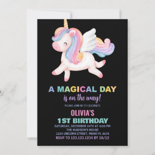 Invitaciones al cumpleaños del arcoiris de Unicorn