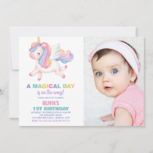 Invitaciones al cumpleaños del arcoiris de Unicorn