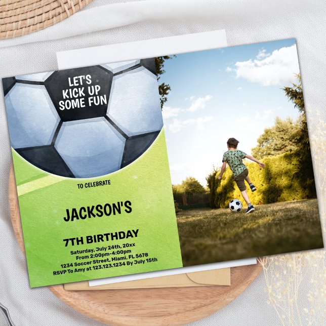 Invitaciones al cumpleaños del fútbol con foto (Soccer Birthday Invitations with photo)