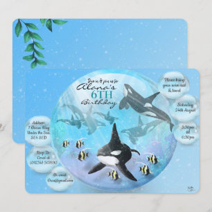 Invitaciones al cumpleaños del Globo de Nieve Orca