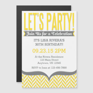 Invitaciones al cumpleaños del Gris Amarillo Moder