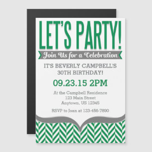 Invitaciones al cumpleaños del Gris Verde Moderno 
