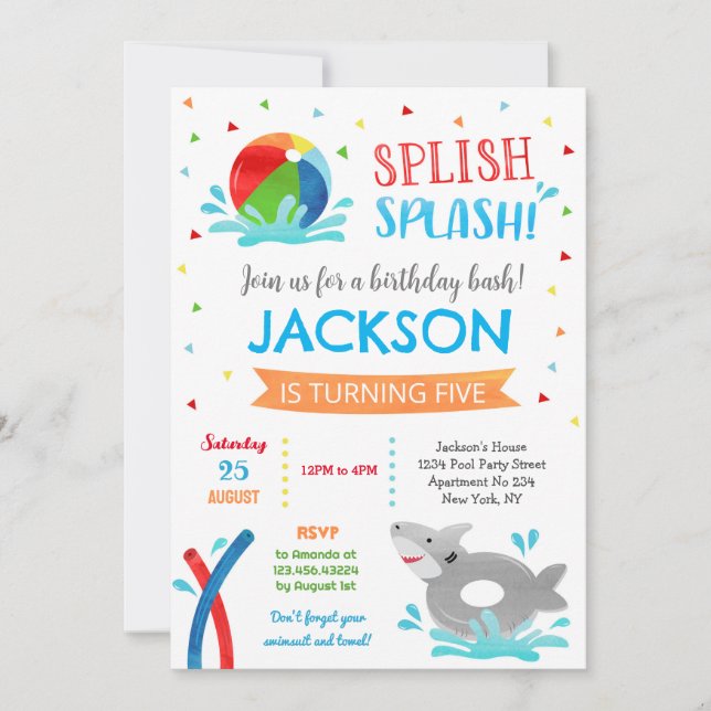 Invitaciones al cumpleaños del niño de verano del  (Anverso)