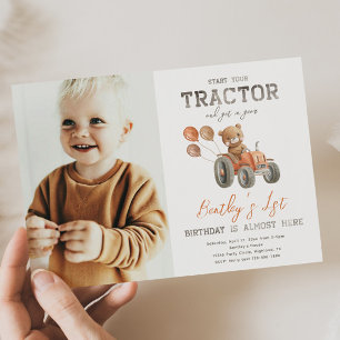 Invitaciones al cumpleaños del Oso del Tractor   I