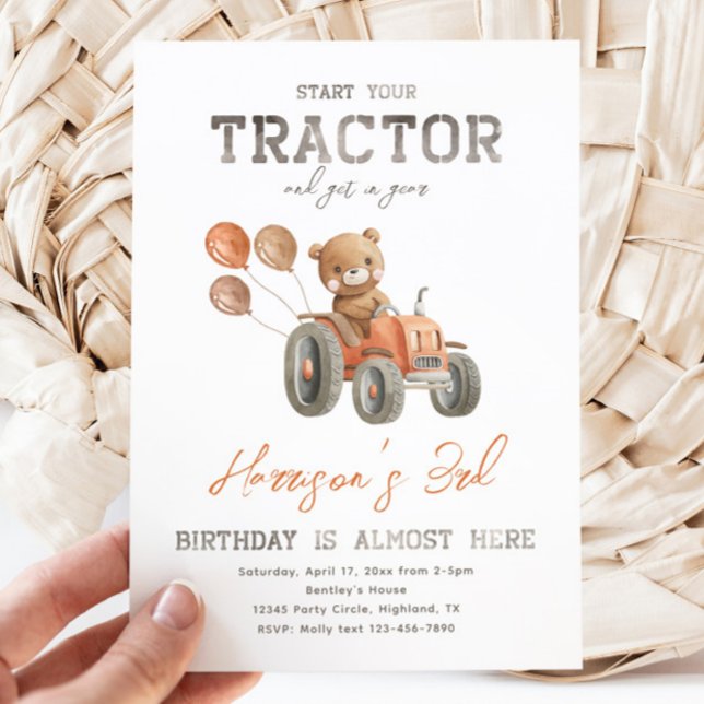 Invitaciones al cumpleaños del Oso del Tractor | I (Subido por el creador)